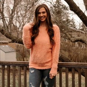 Fuzzy Popcorn Knit Sweater Pink